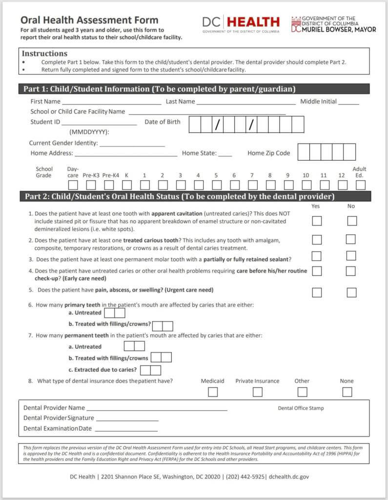 Oral health Form