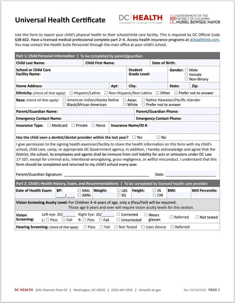 Unverisal helath certificate