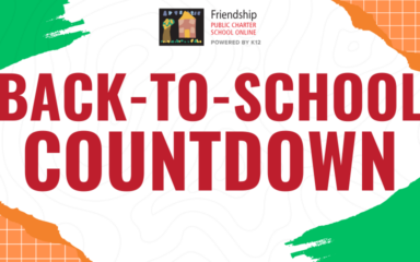 no image just a graphic that says back to school countdown with some orange and green design elements