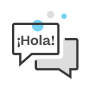 Bubble chats with the word Hello in spanish Bubble chats with the word Hello in spanish
