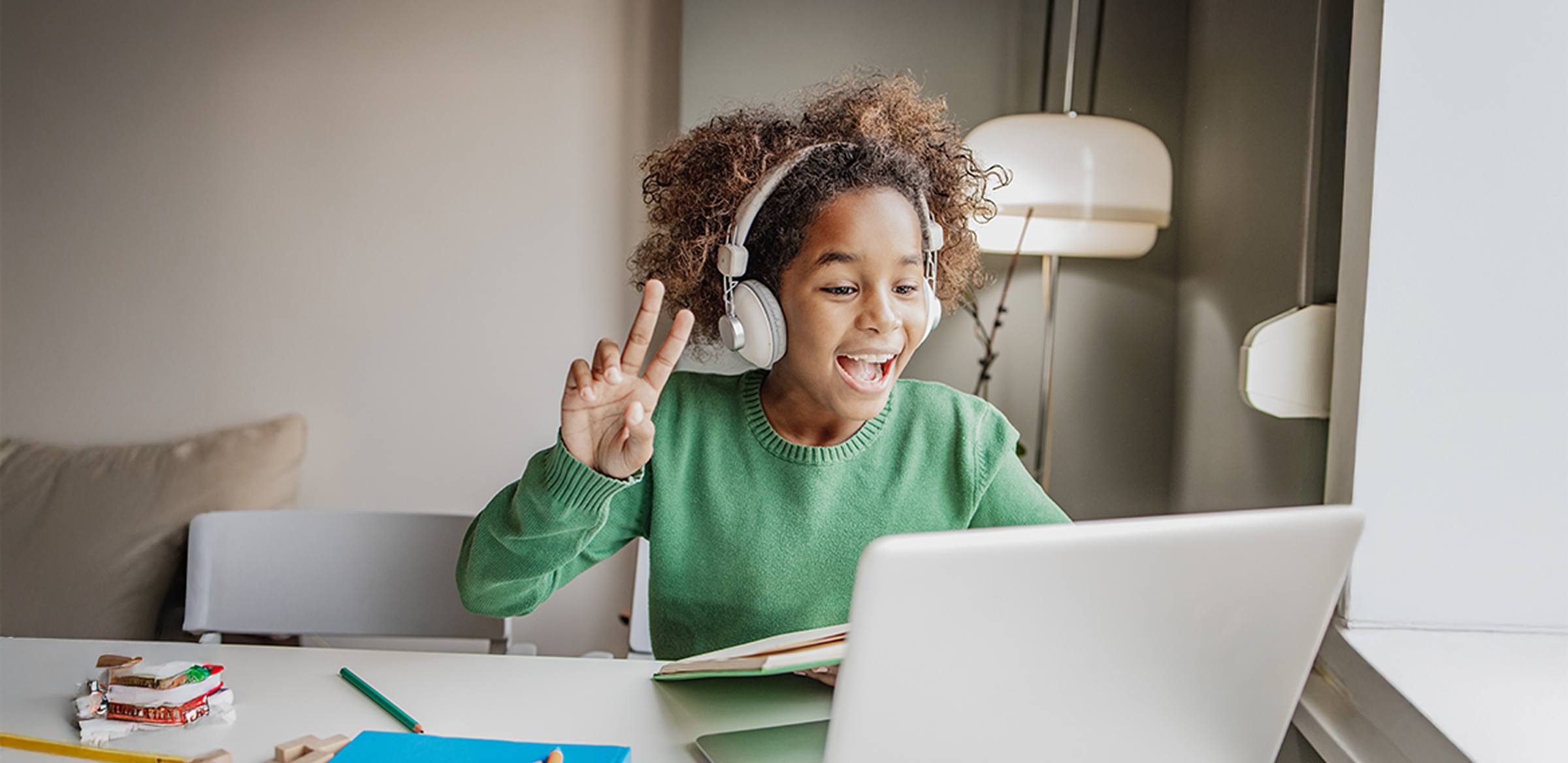 Student attending to an online class