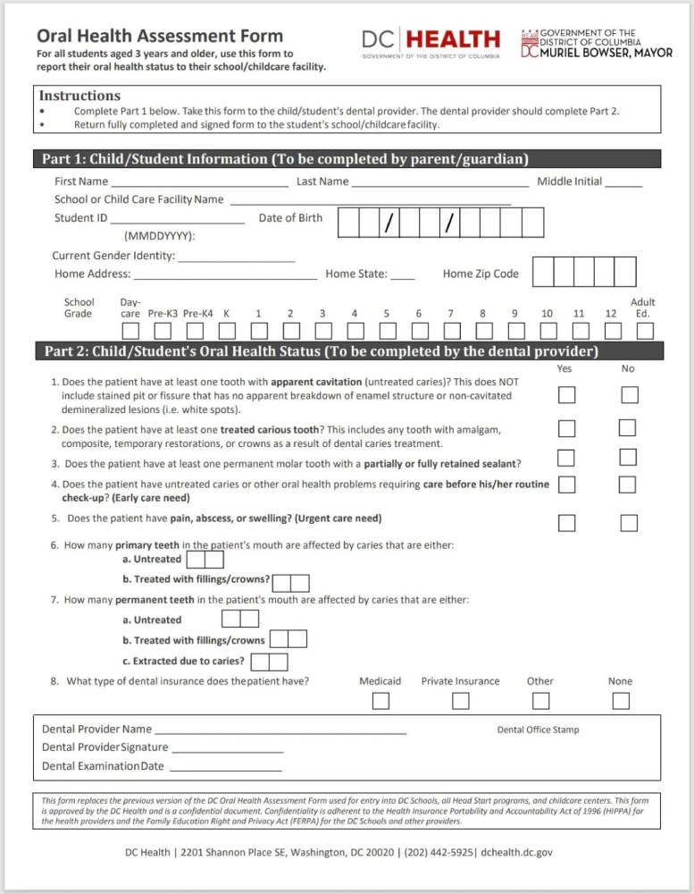 Oral health Form