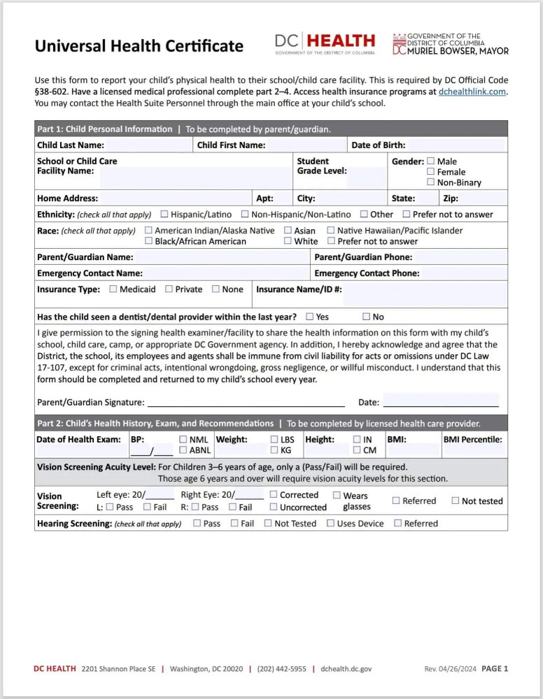 Unverisal helath certificate